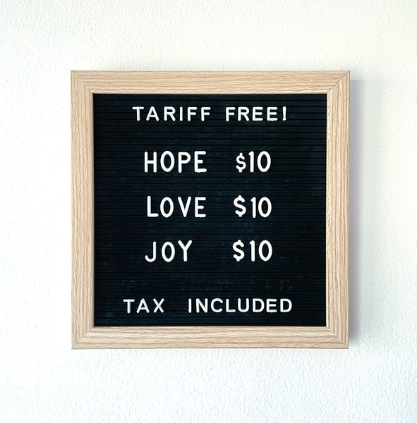 Tariff Free - Tax Included sign